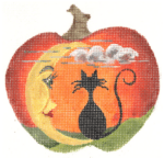 Kelly Clark Needlepoint - Quarter Moon and Cat